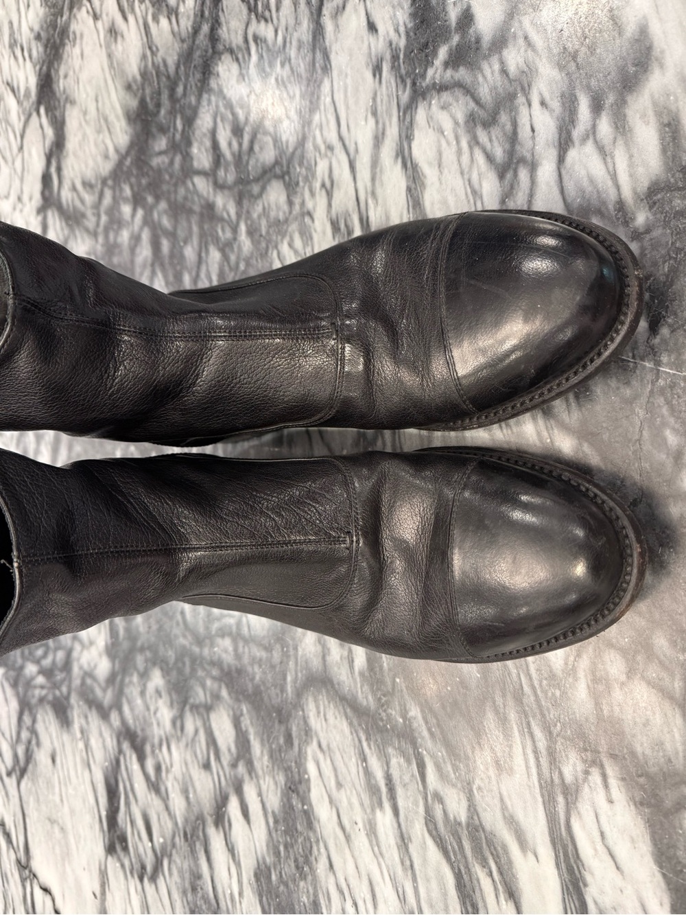Fiorentini + Baker Black Leather Mid-Calf Boots with Zip